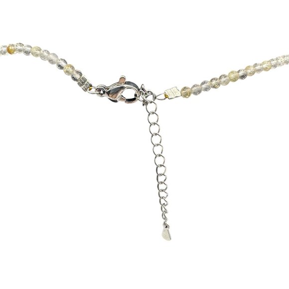 Crystal Beaded Necklace Adjustable Chain Clasp White and Gray Gemstone Design - Picture 5 of 7